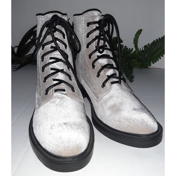 Dolce Vita Bardot Velvet Combat Boots in Silver main image 7